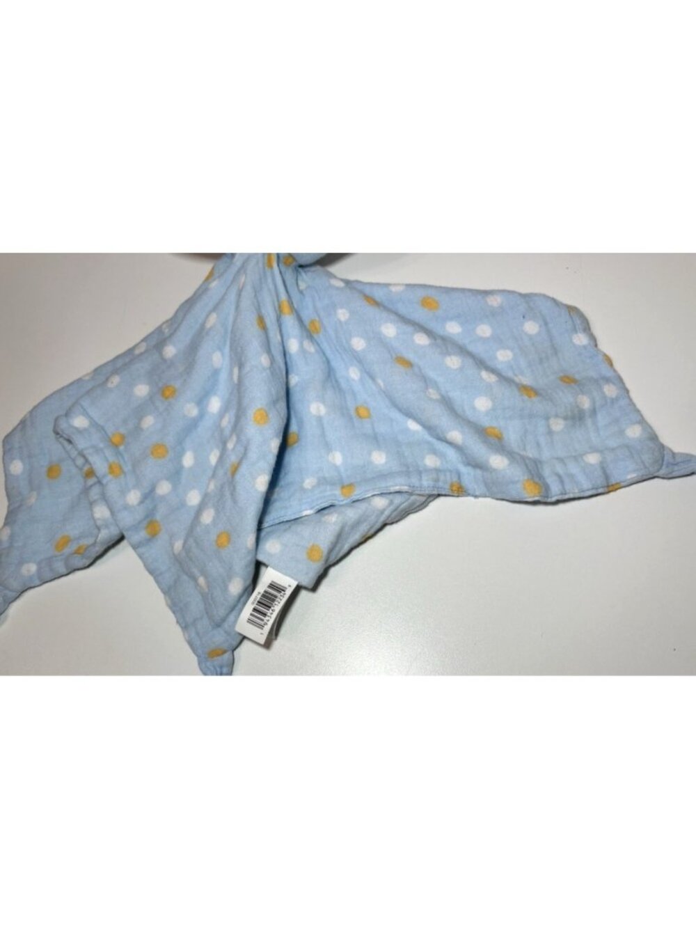 Parent's Choice Blue Muslin Bunny Rabbit Yellow Polka Dot Lovey Security Blanket - Picture 4 of 6